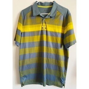 Oakley • Grey Yellow Striped Collared Polo